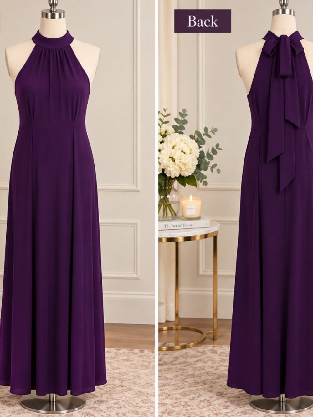 Purple Halter Maxi Dress Tie Neck Sleeveless Women’s Small NWOT